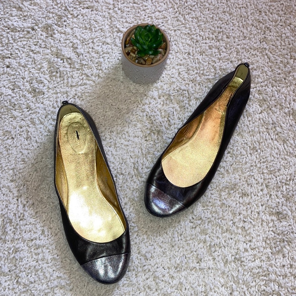 J.Crew Leather Upper Gray/Silver Flats